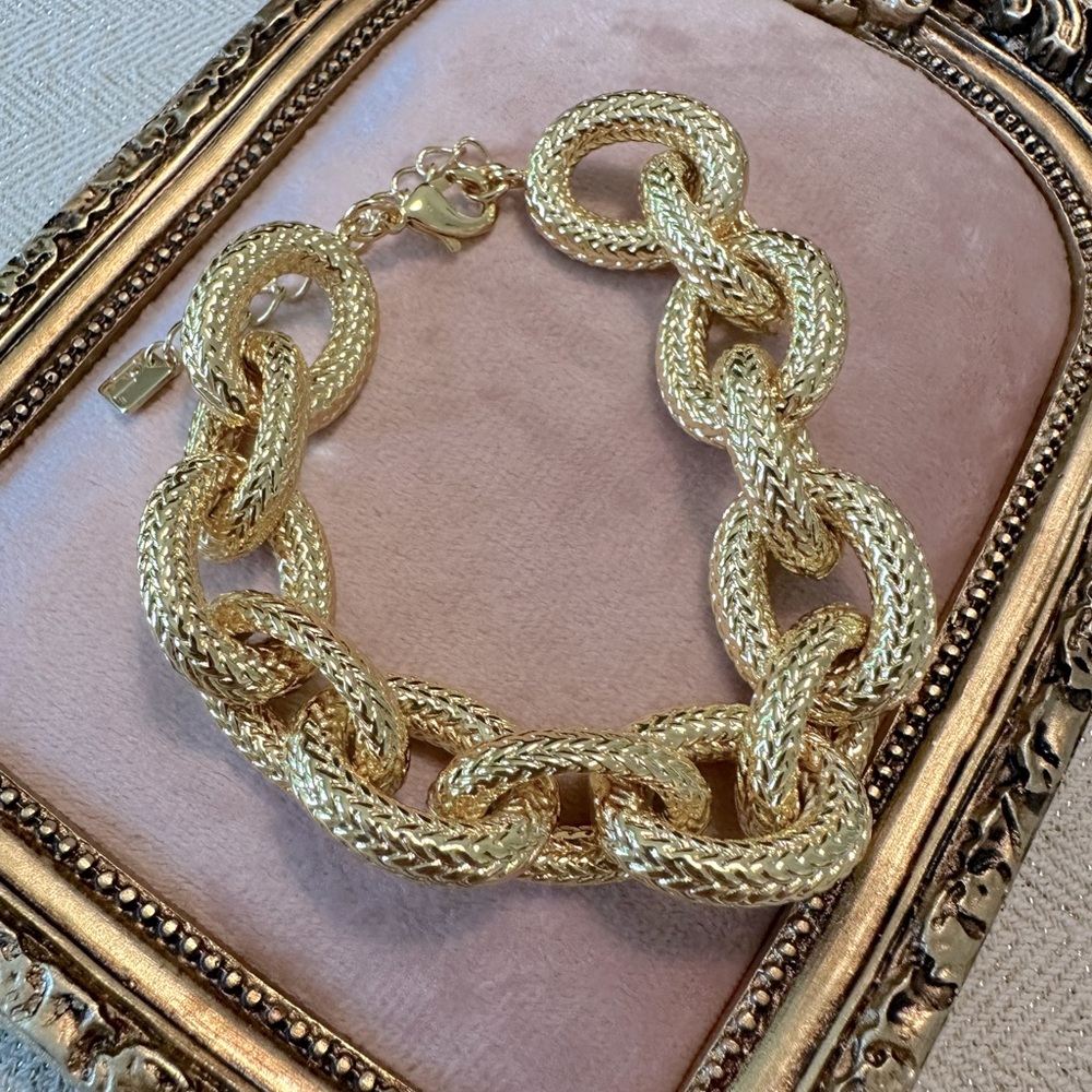 NWOT Chunky Gold Link Bracelet Park Lane Jewelry Collette Retired Unisex Heavy - Picture 8 of 11